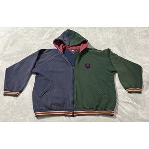 VTG 90s Tommy Hilfiger Flag Patch Logo Stripe Hood Jacket Coat XL Taiwan